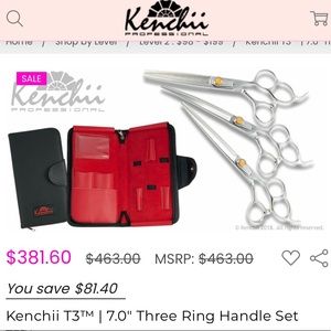 Kenchii Grooming 7” three ring handle set T3